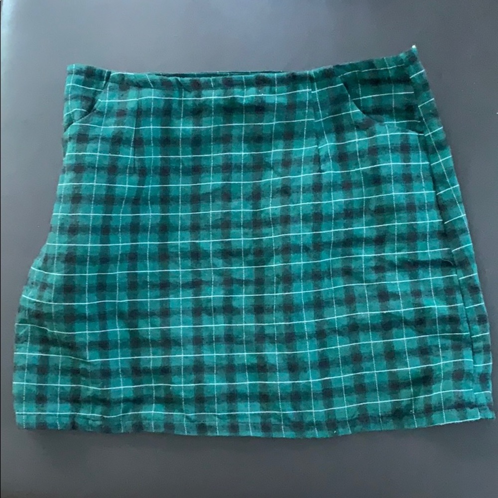 Green plaid skirt